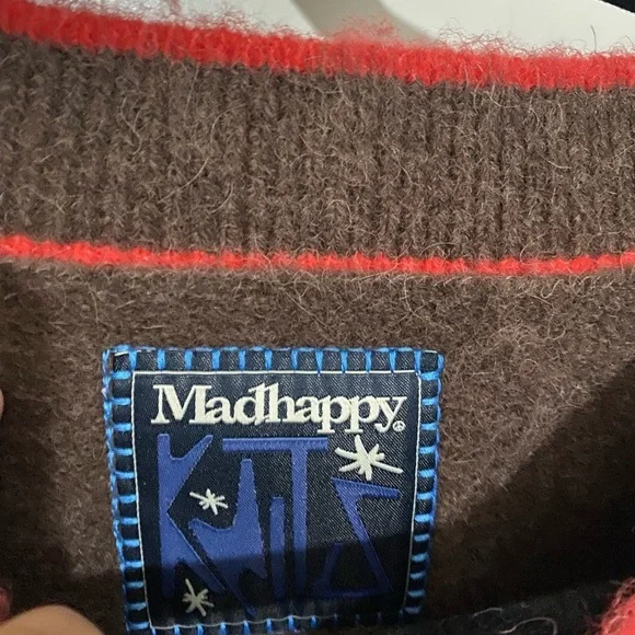 NWT Madhappy Brushed Llama Striped Chocolate Colorblock Multi Vest Size Large - Picture 5 of 6